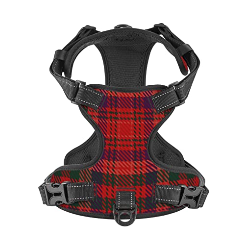Dog Harness No Pull, Macpherson Clan Black and White Dress Tartan Adjustable Reflective Breathable Oxford Soft Vest for Small Medium Large Dogs Training Walking Pet Harness - Image 4