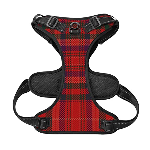 Dog Harness No Pull, Macpherson Clan Black and White Dress Tartan Adjustable Reflective Breathable Oxford Soft Vest for Small Medium Large Dogs Training Walking Pet Harness - Image 5